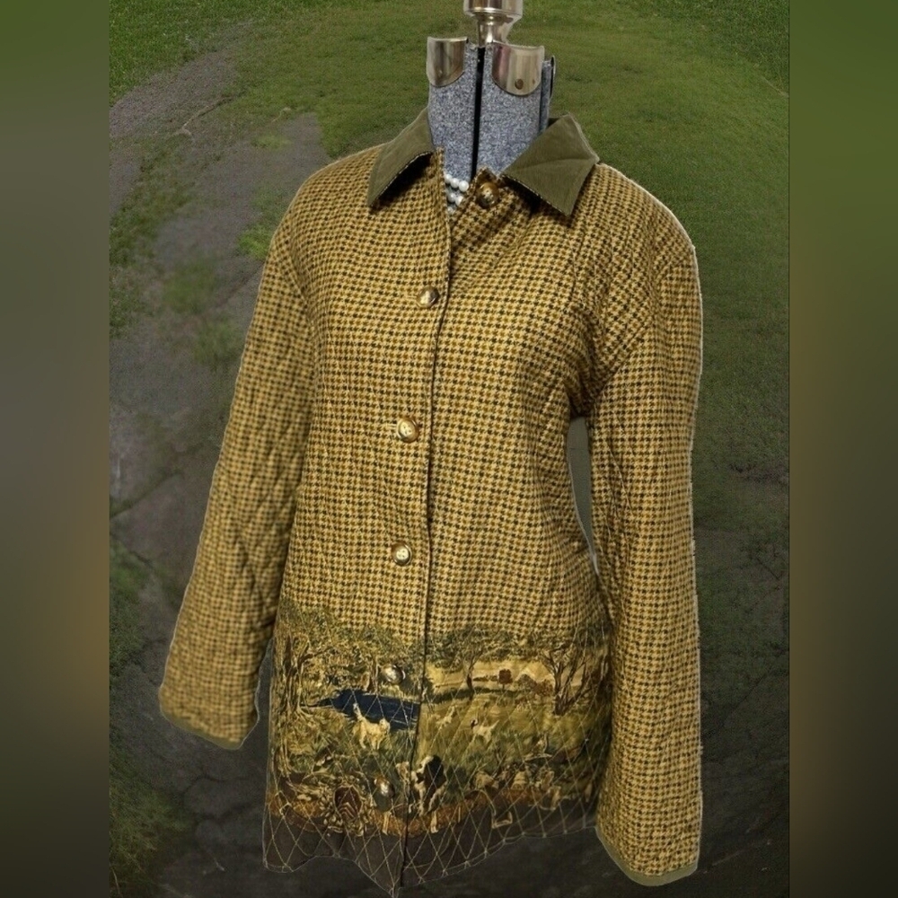 Vintage Orvis Barn Jacket Women's Sz M Plaid Quilted Flannel Lined